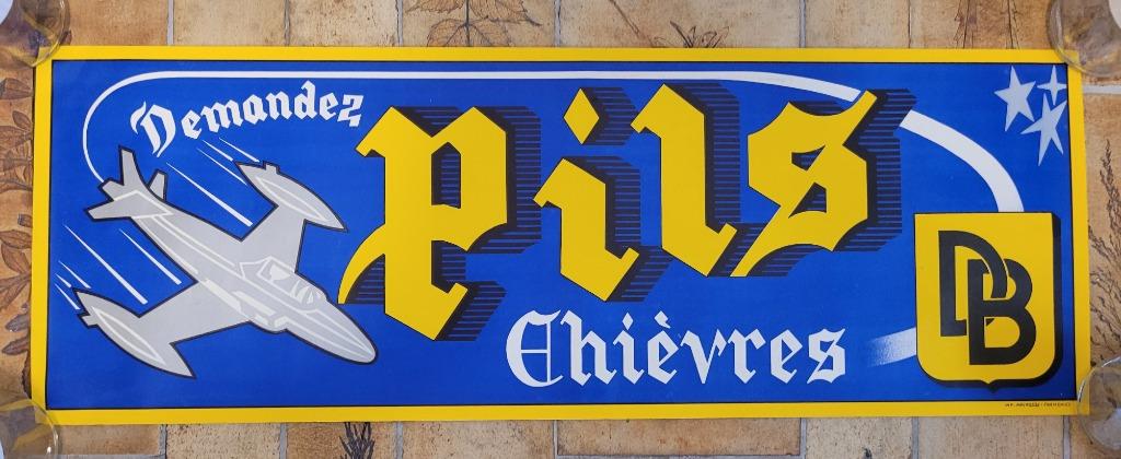 affiche publicitaire bière pils Chièvres DB, Collections, Enlèvement ou Envoi, Utilisé, Autres types