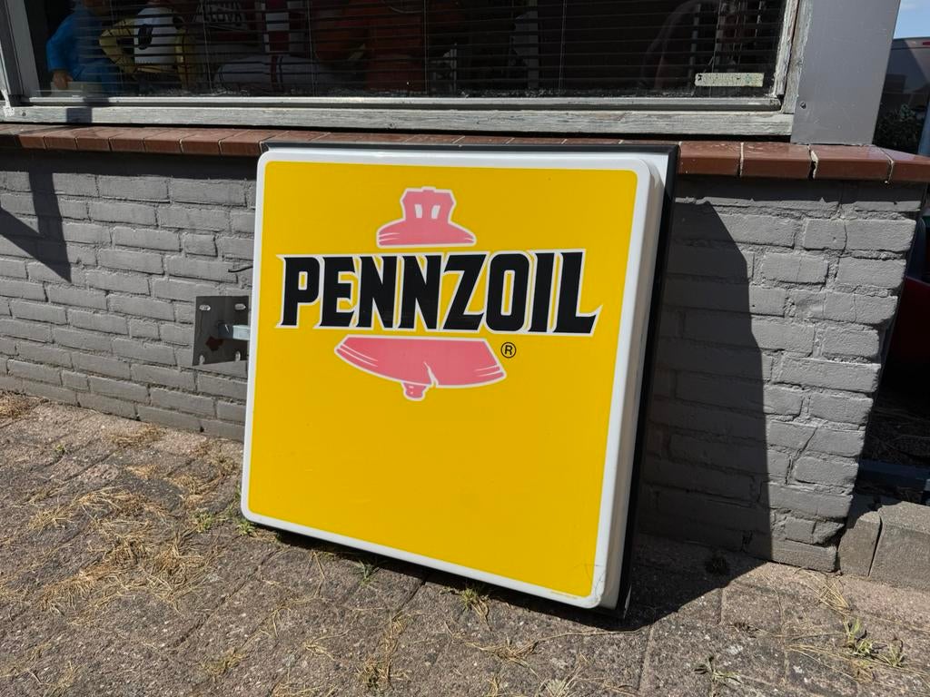 PENNZOIL oude reclame lichtbak, Verzamelen, Ophalen, Gebruikt, Lichtbak of (neon) lamp