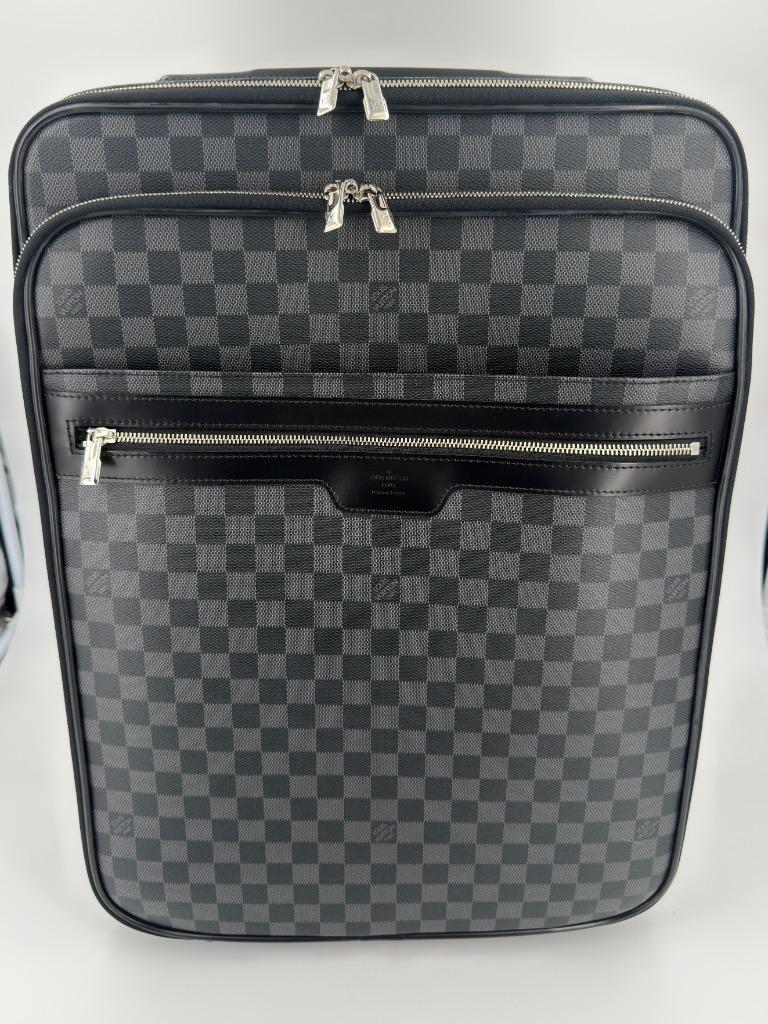Valise Louis Vuitton Pegase 55 Damier Graphite, Ophalen, Wieltjes, 50 tot 60 cm, Leer