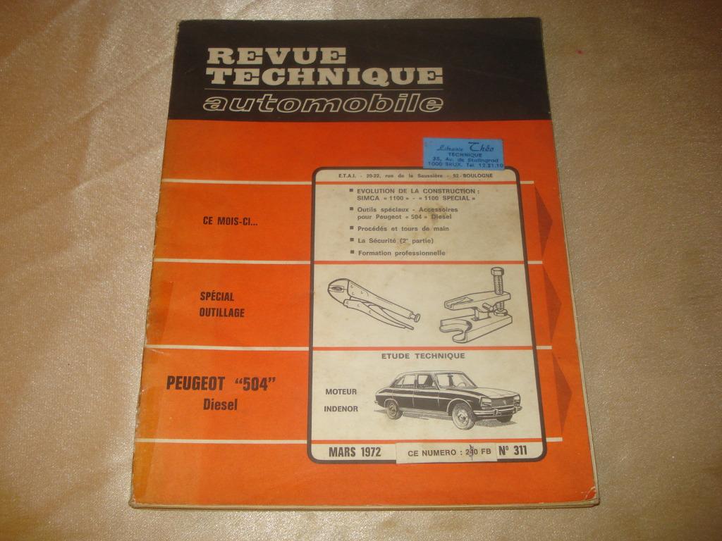 Ancienne Revue Technique Automobile Peugeot 504 Diesel 1972, Enlèvement ou Envoi