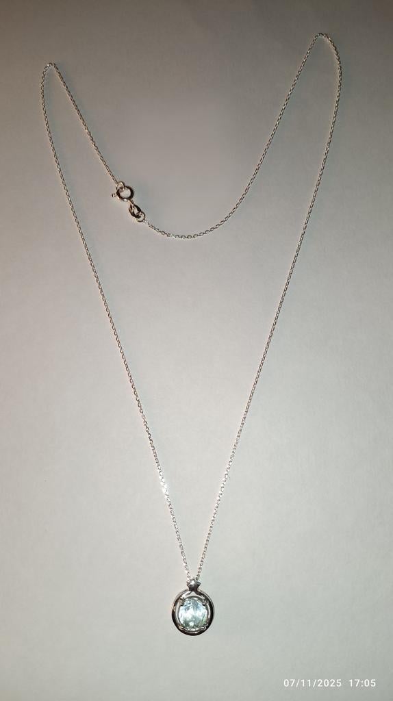 Pendentif en argent massif avec aigue marine de Brésil, Enlèvement ou Envoi, Neuf, Argent, Argent