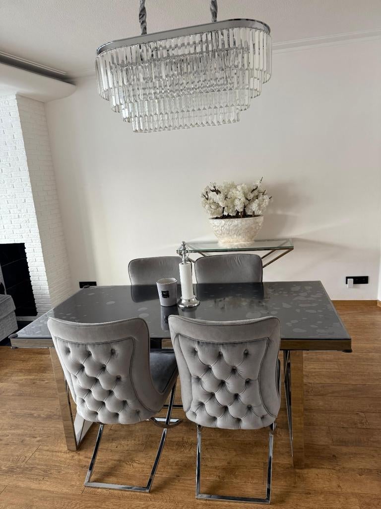 Eetkamerstoelen chique modern grijs, Huis en Inrichting, Stoelen, Zo goed als nieuw, Grijs, Ophalen