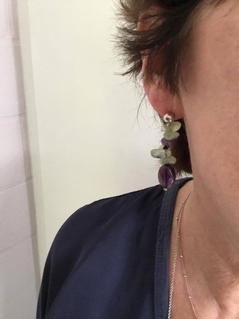 Boucles d oreilles argent et améthyste, Hangers, Ophalen of Verzenden, Zo goed als nieuw, Met edelsteen