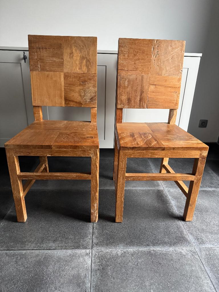 Stoel teak, Huis en Inrichting, Ophalen, Gebruikt, Twee, Bruin