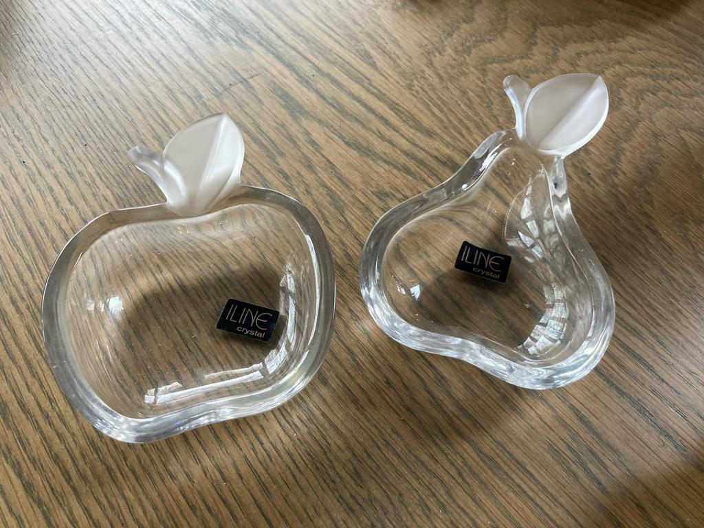 Cendriers ou plats vintage en cristal, pomme et poire, Enlèvement