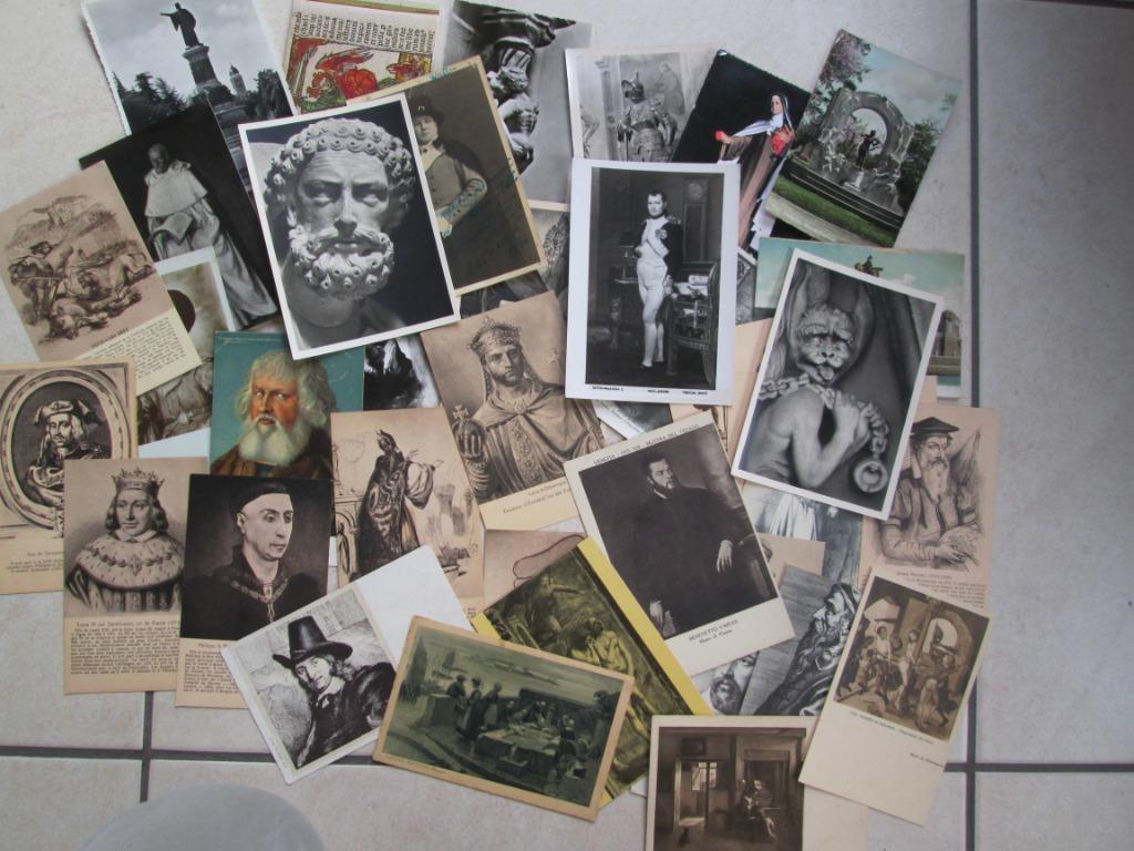 lot postkaarten: bekende figuren, kunstwerken, standbeelden., Verzenden
