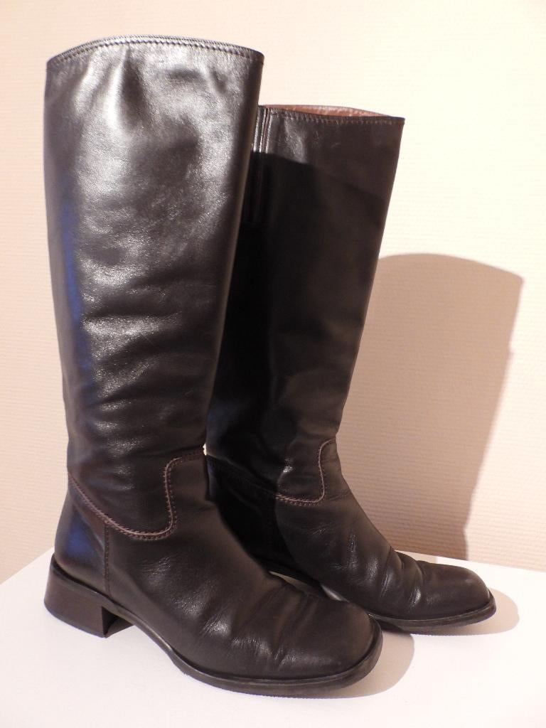 ANGELA FALCONI - Volledig lederen laarzen-mt 42 - als nieuw, Vêtements | Femmes, Chaussures, Comme neuf, Bottes hautes, Brun, Enlèvement ou Envoi