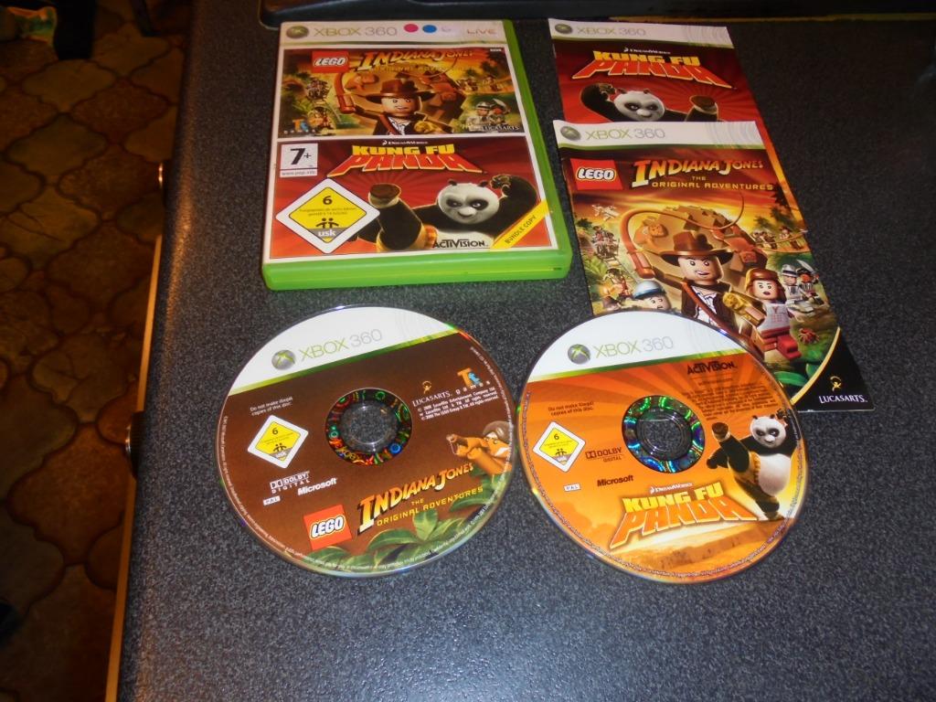 Xbox 360 Lego Indiana Jones + Kung Fu Panda (orig-compleet), Enlèvement ou Envoi, 2 joueurs, À partir de 7 ans, Aventure et Action