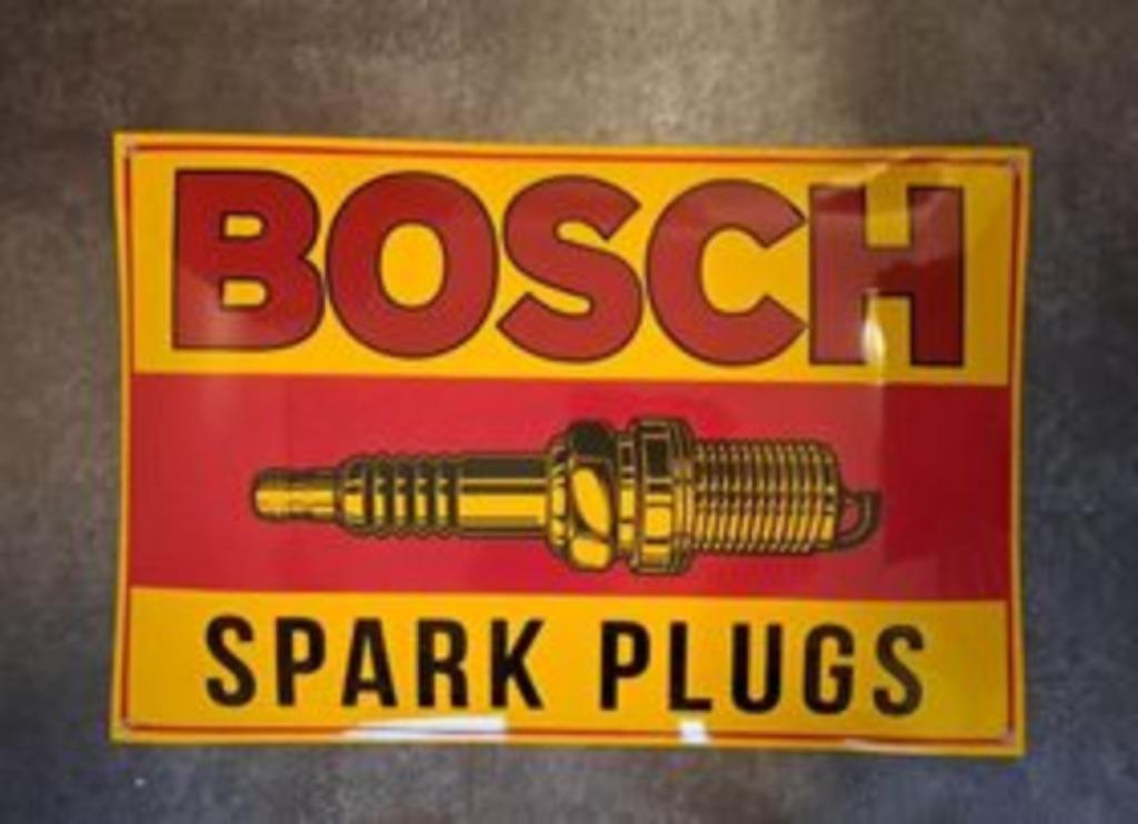 Bosch spark plugs emaillen reclame bord decoratie borden, Verzamelen, Ophalen of Verzenden, Zo goed als nieuw, Reclamebord