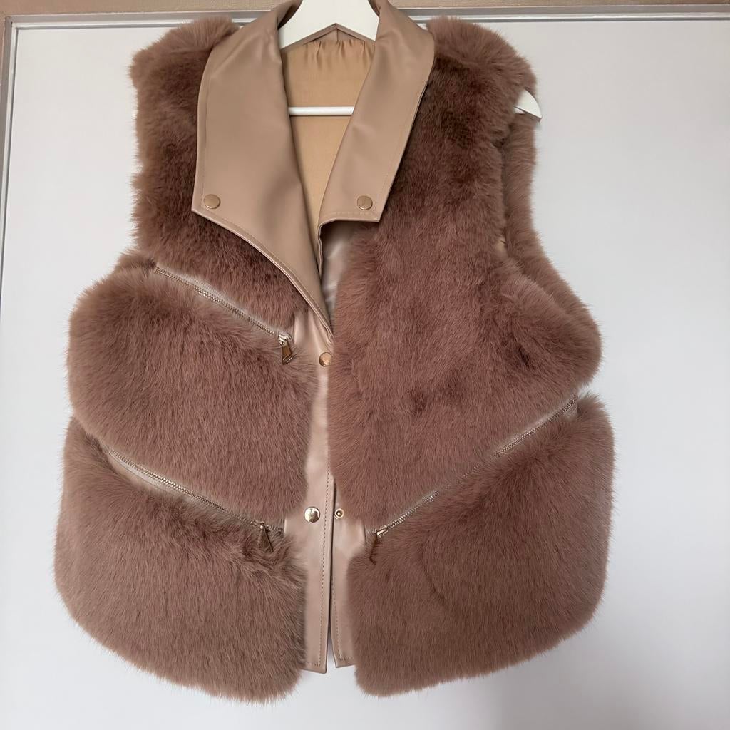Bodywarmer nepbont cognackleur, Ophalen of Verzenden, Zo goed als nieuw, Bruin