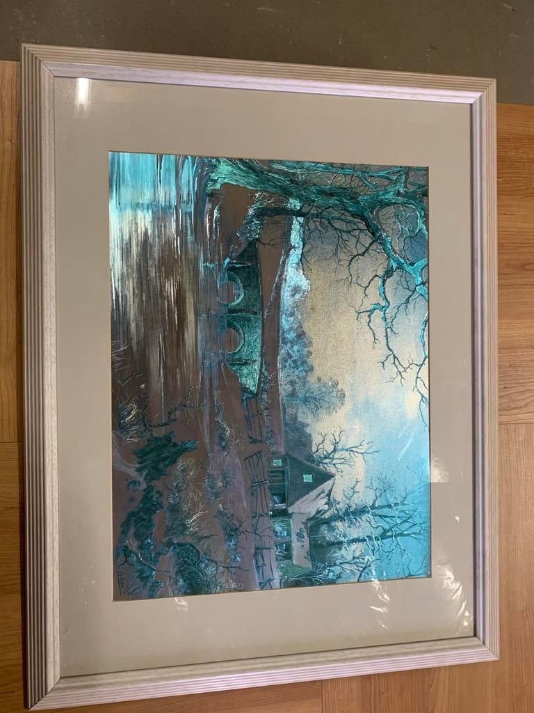 Blauw schilderij, Antiek en Kunst, Kunst | Schilderijen | Klassiek, Ophalen
