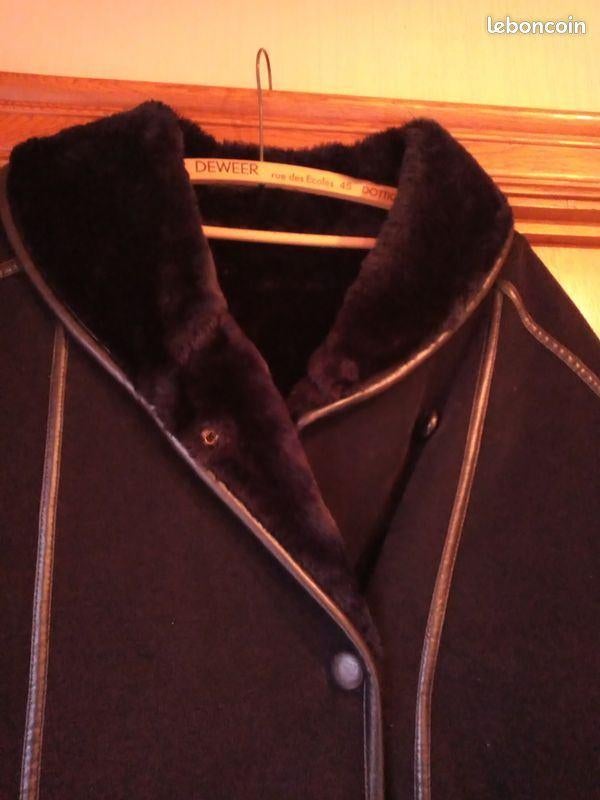 veste daim réversible doublée fourrure pour dame, Enlèvement, Noir