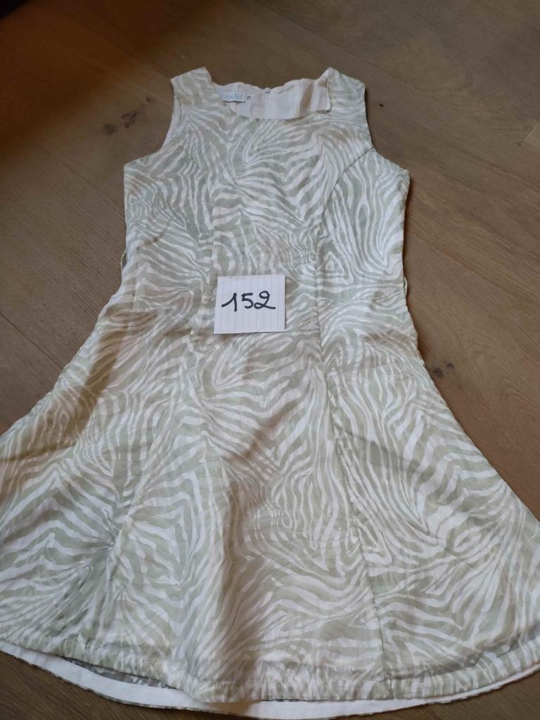 Staxo jurk wit / lichtkaki maat 152, Gebruikt, Meisje, Staxo, Ophalen of Verzenden