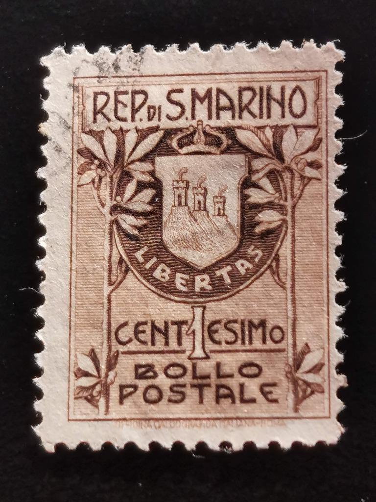 San Marino 1907 - wapenschild, Ophalen of Verzenden, Gestempeld