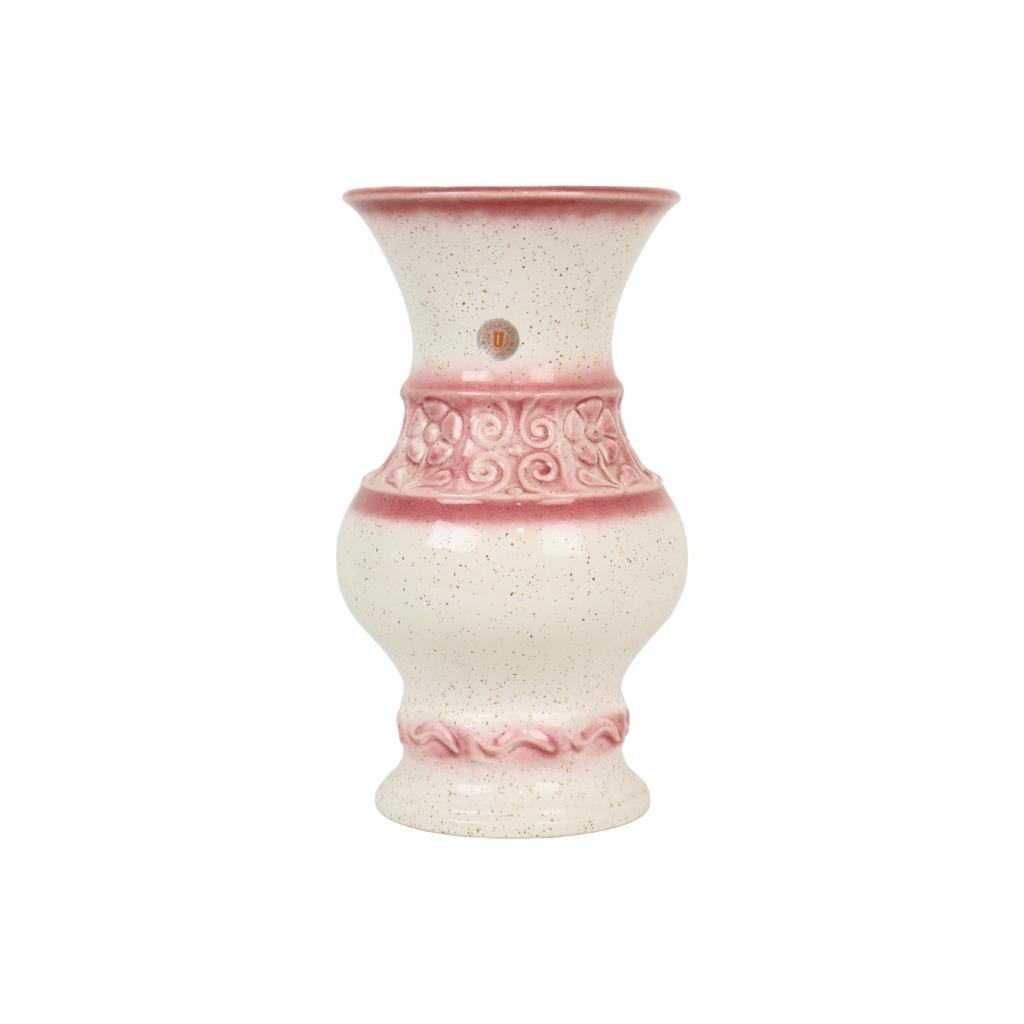Roze Vintage Vaas West Germany Bloemen Üebelacker Keramik 63, Huis en Inrichting, Overige kleuren, Aardewerk of Porselein, Ophalen of Verzenden