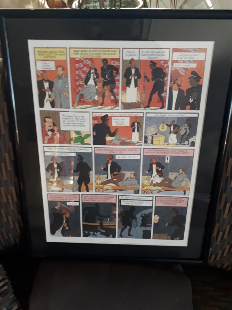 Stripblad van Blake and Mortimer ingekaderd., Ophalen, Rechthoekig Staand, Met lijst, Zo goed als nieuw