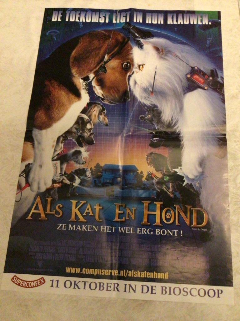 Affiche du studio Cats & Dogs Warner Bros., Collections, Posters & Affiches, Enlèvement ou Envoi