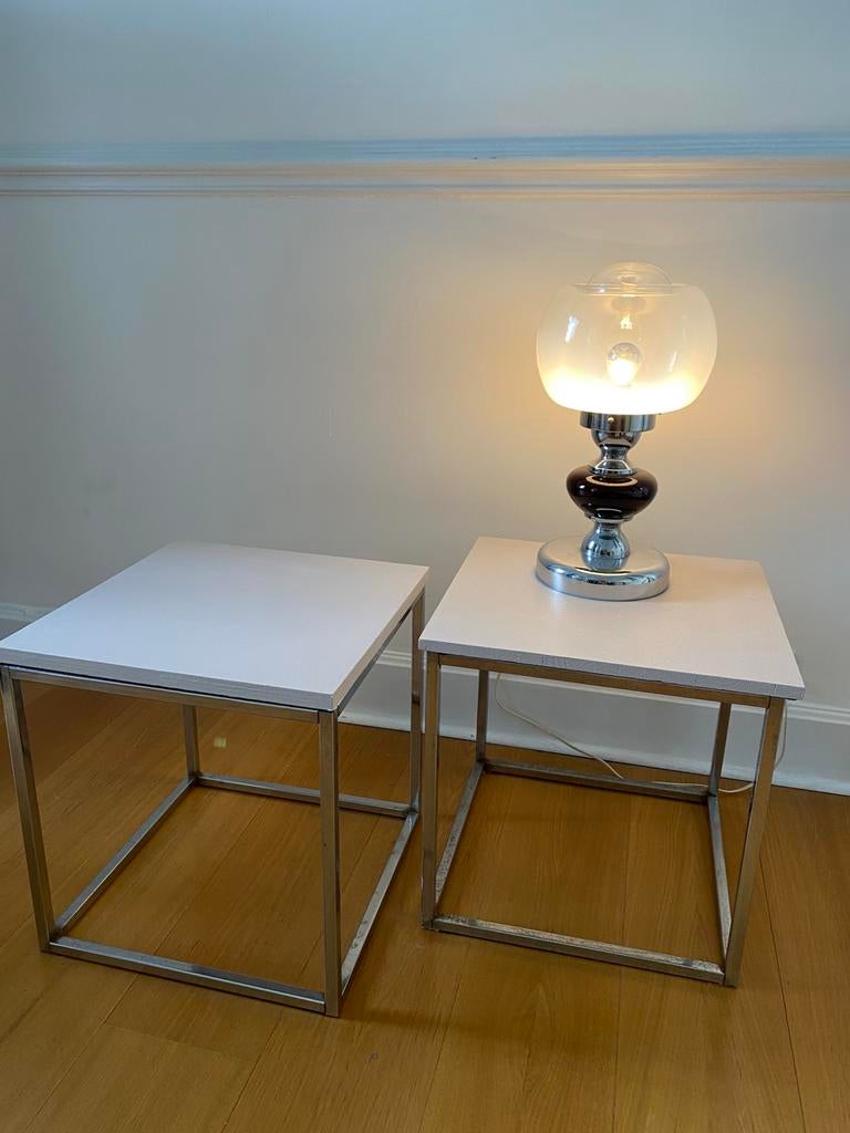 2 Tables d'appoint année 80, Ophalen, Minder dan 45 cm, Minder dan 55 cm, Metaal of Aluminium