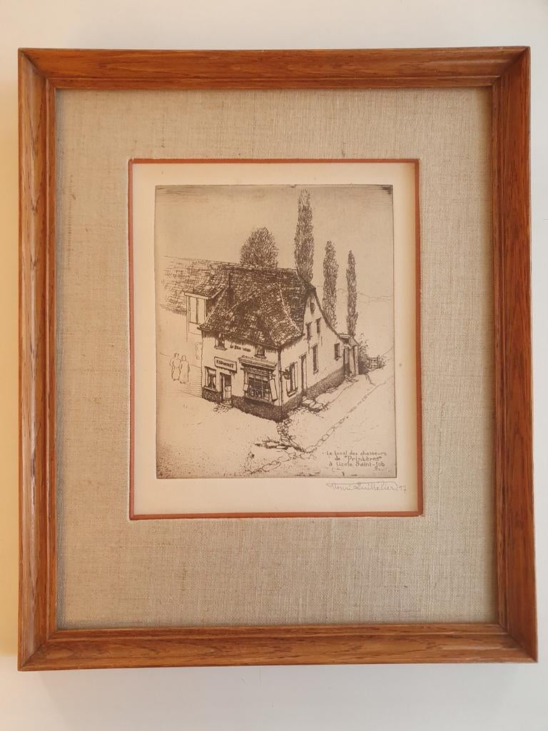 2 Gravures de Henri Quittelier - Vues d'Uccle, Antiquités & Art, Enlèvement