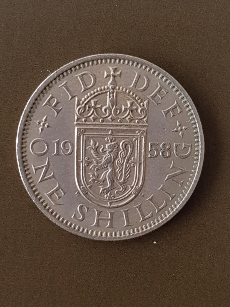 Ancienne pièce de monnaie 1958 Angleterre 1 Shilling, Enlèvement ou Envoi, Autres pays, Monnaie en vrac, Argent