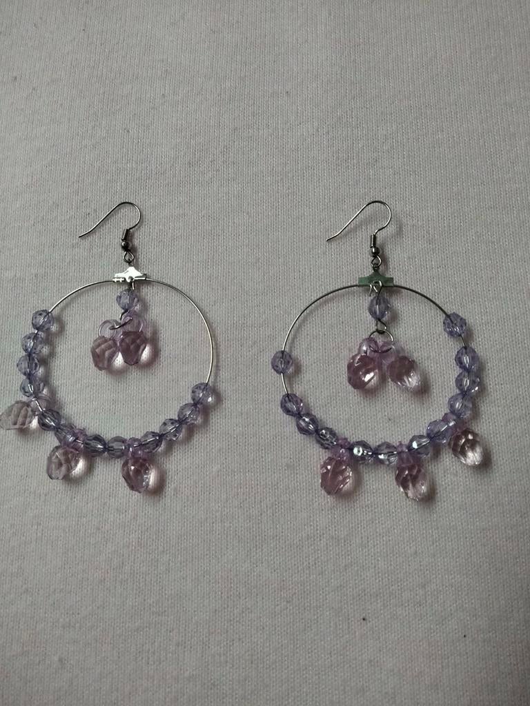 Ronde oorbellen, Bijoux, Sacs & Beauté, Boucles d'oreilles, Enlèvement ou Envoi, Comme neuf, Violet