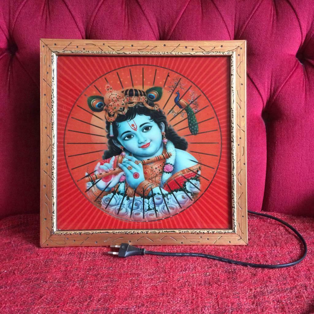 LICHTKADER KRISHNA - DRAAIEND / LICHTGEVEND, Ophalen of Verzenden, Zo goed als nieuw, Glas, Oosters