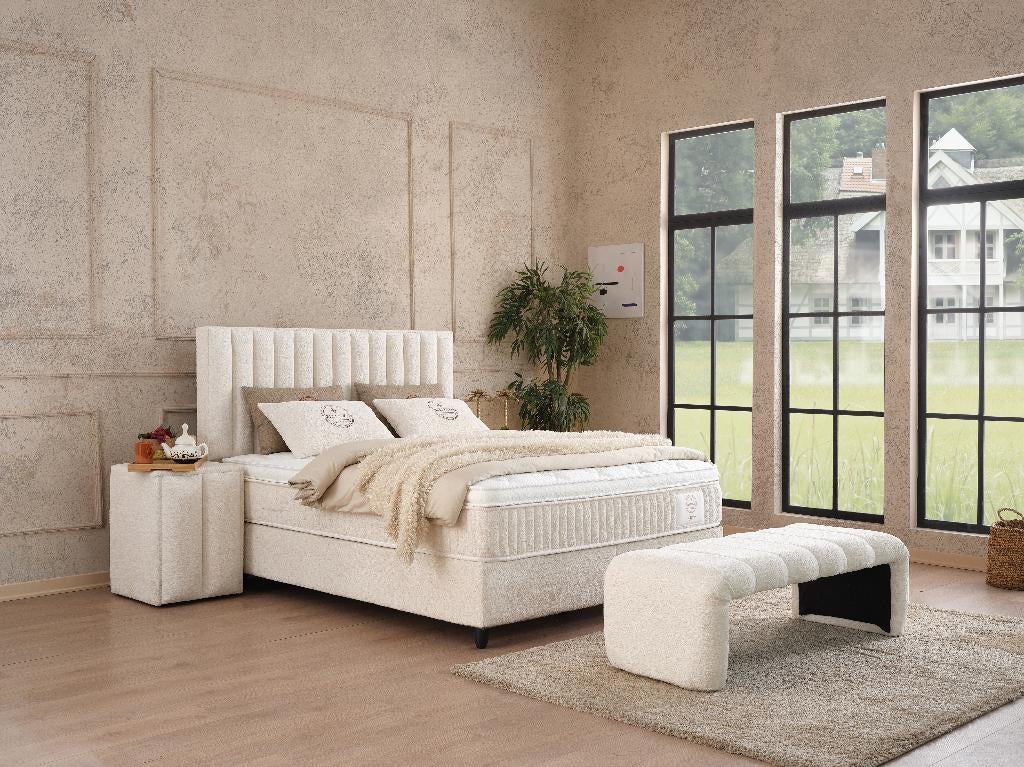 LIT AVEC COFFRE DE ARRENGEMENT ET MATELAS MEDICAL 160X200, Ophalen of Verzenden, Grijs, 200 cm, 160 cm