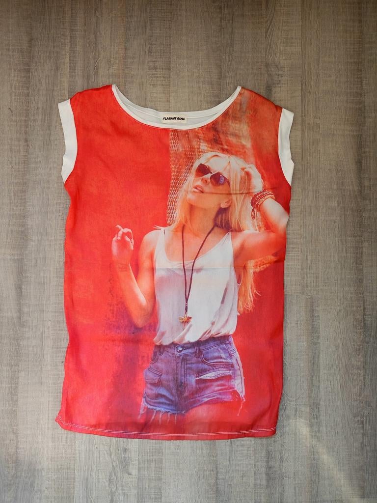 Robe t-shirt, Orange, Envoi, Au-dessus du genou, Taille 36 (S)