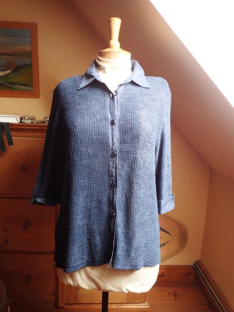 Vintage hemelsblauwe blouse / vestje maat 44, Taille 42/44 (L), Rabe, Enlèvement ou Envoi, Porté