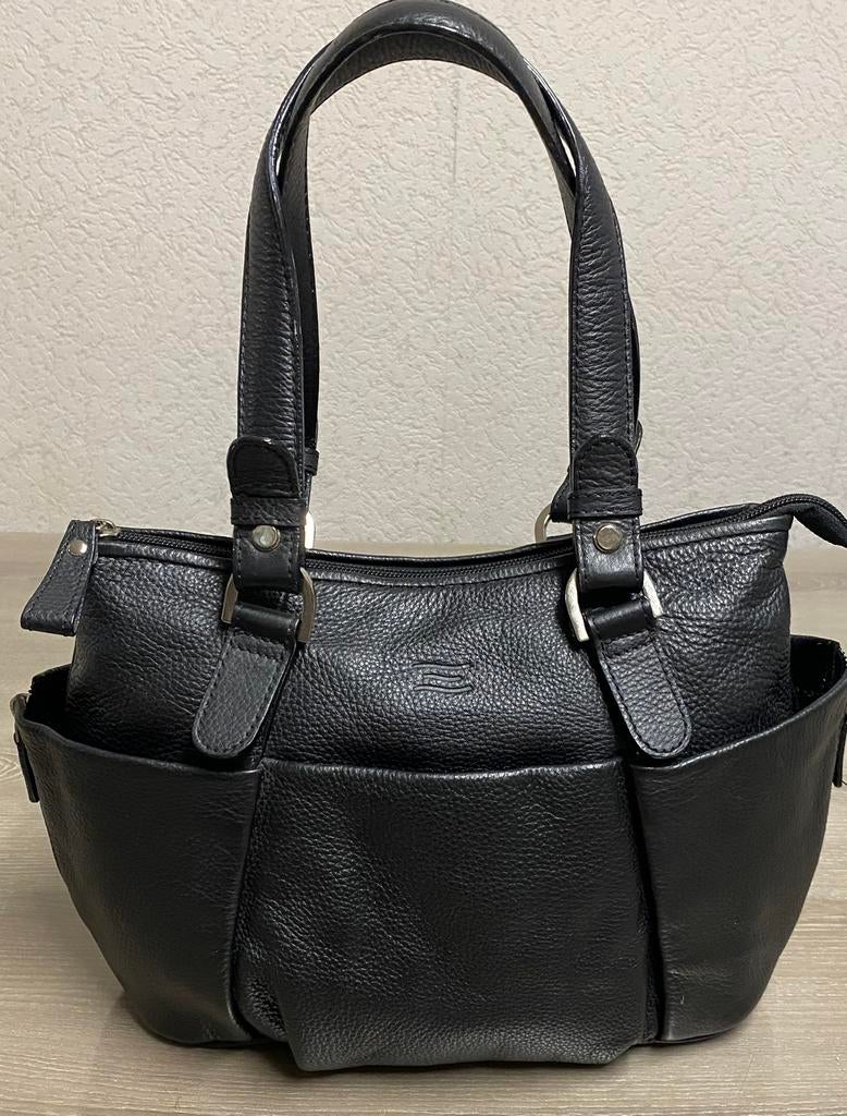 CRINKLES leren handtas, prijs: 15€, Handtassen en Accessoires, Ophalen of Verzenden, Zo goed als nieuw, Zwart, Handtas
