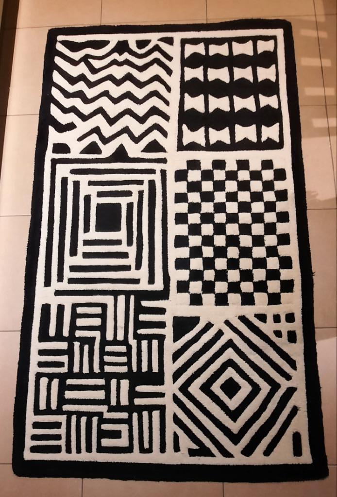 tapijt - Angel Carpet - design Africa - zuiver scheerwol, Ophalen, Gebruikt, 100 tot 150 cm, 50 tot 100 cm