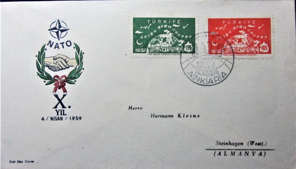 FDC- WO II- TURKIJE- NATO, Ophalen of Verzenden, Gestempeld, Overige thema's