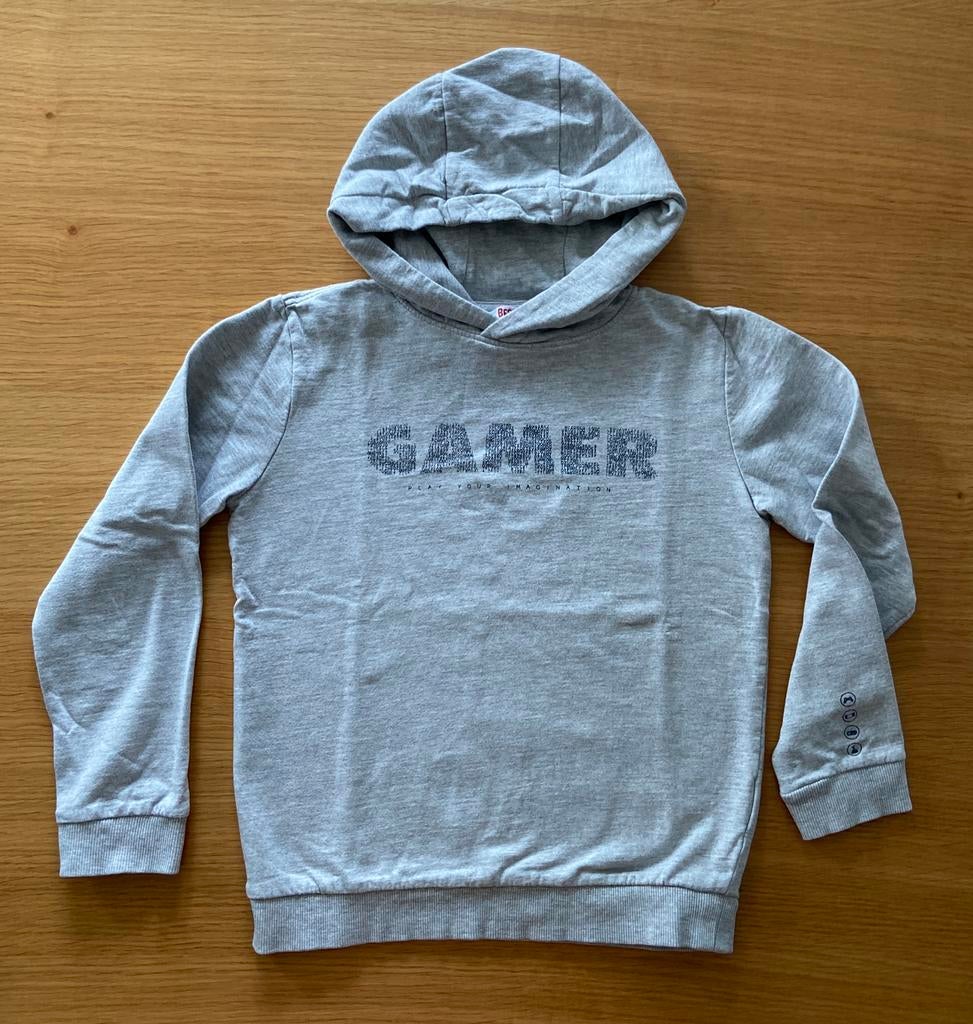 Sweat à capuche gris - 9/10 ans - 5€, Kinderen en Baby's, Kinderkleding | Maat 140, Ophalen of Verzenden, Zo goed als nieuw, JBC