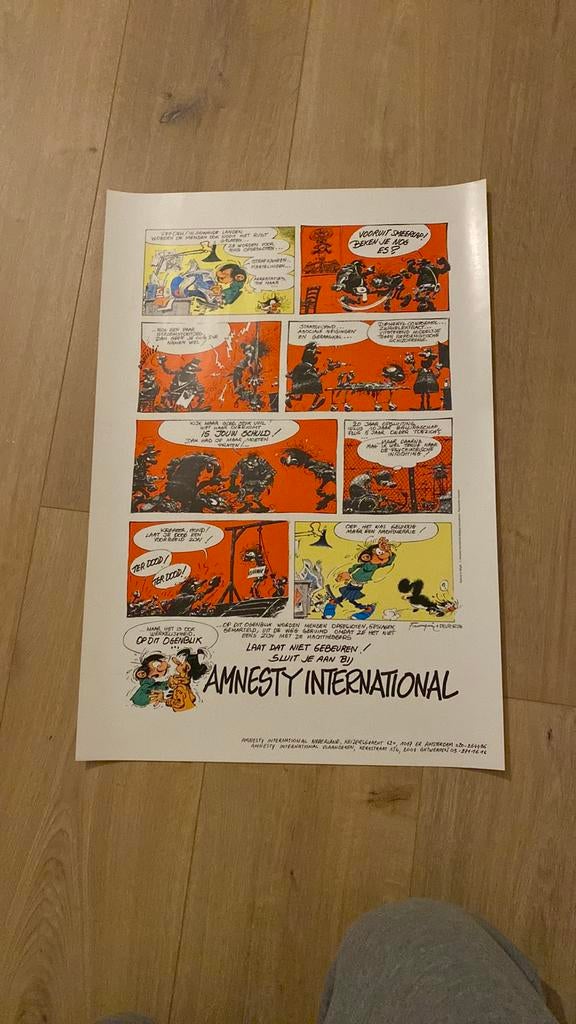 Poster franquin guust flater amnesty international 1980, Verzamelen, Ophalen of Verzenden, Nieuw