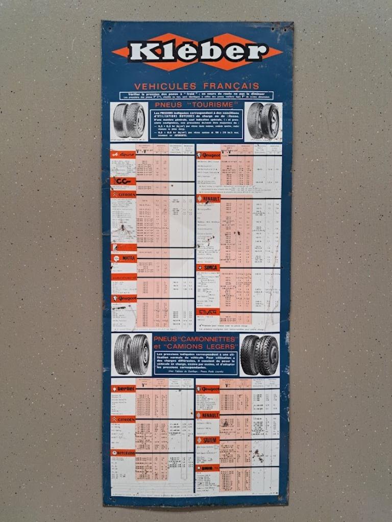 Plaque métallique vintage Kleber Vehicules Français « Touris, Enlèvement, Utilisé, Panneau publicitaire