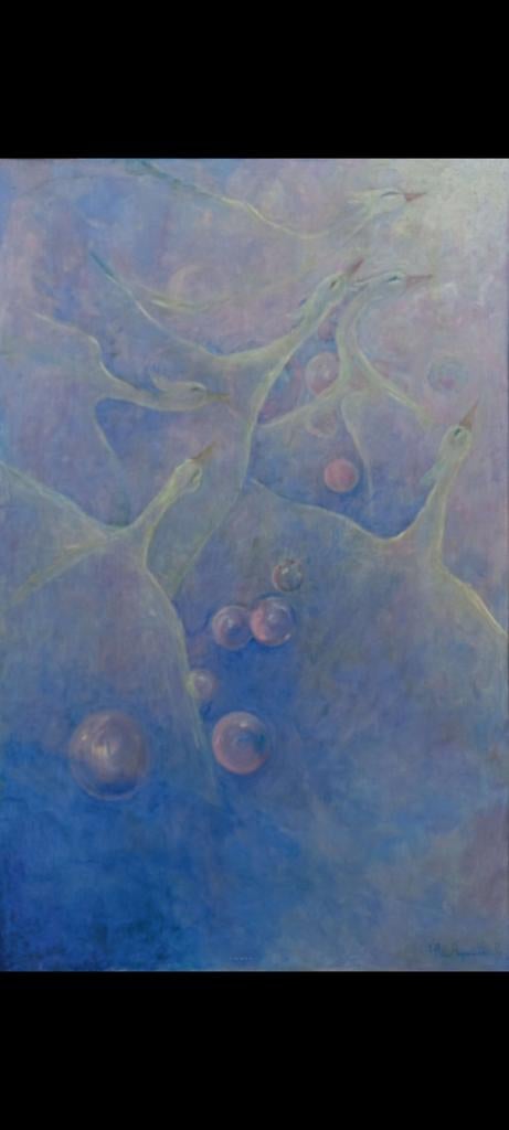 Zwanen 100x160 cm Helena Van Hagendoren & Jan W signed, Antiek en Kunst, Ophalen of Verzenden
