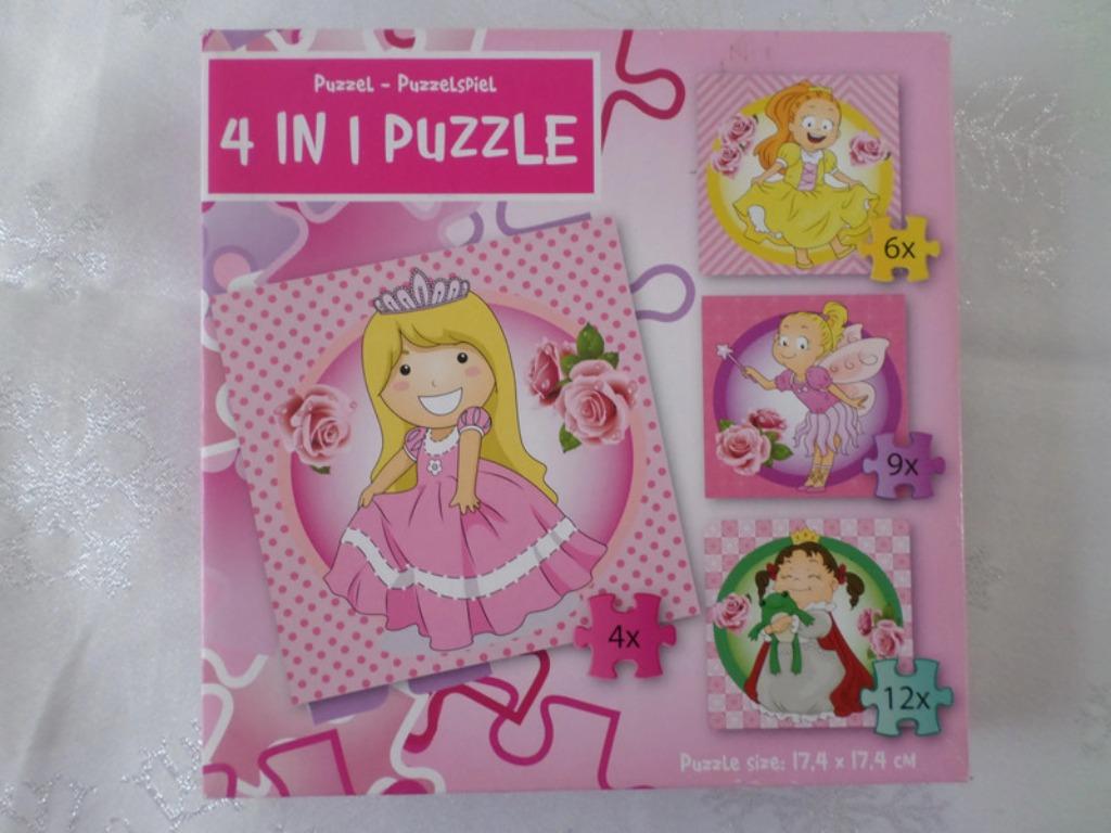 4 puzzles en 1 - 4 in 1 puzzle Princesse Manga Jeu, Enlèvement ou Envoi, Moins de 10 pièces, Utilisé, 2 à 4 ans