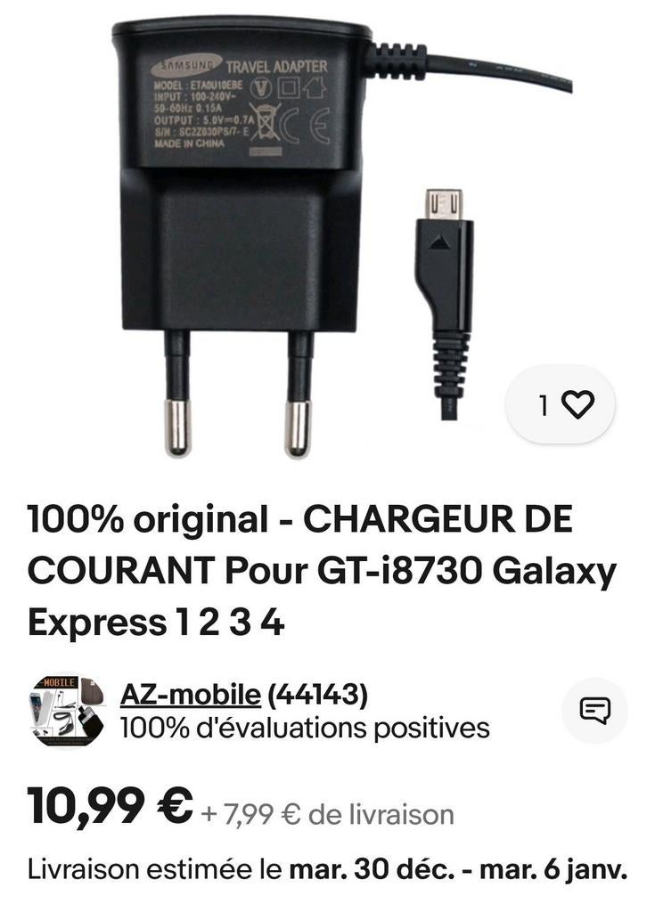 Chargeur secteur Samsung original universel....., Télécoms, Téléphonie mobile | Chargeurs pour téléphone, Neuf, Samsung, Enlèvement ou Envoi