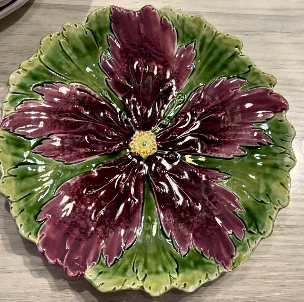 Assiette en faïence barbotine/ majolique XIXe (1883-1910), Ophalen of Verzenden