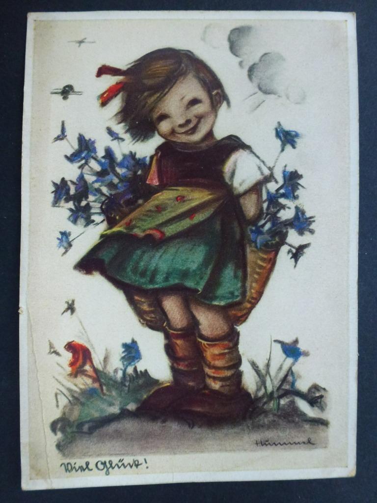 oude prentkaart Hümmel Viel Glück ! onbeschreven, Verzamelen, Ophalen of Verzenden, Ongelopen, Kinderen