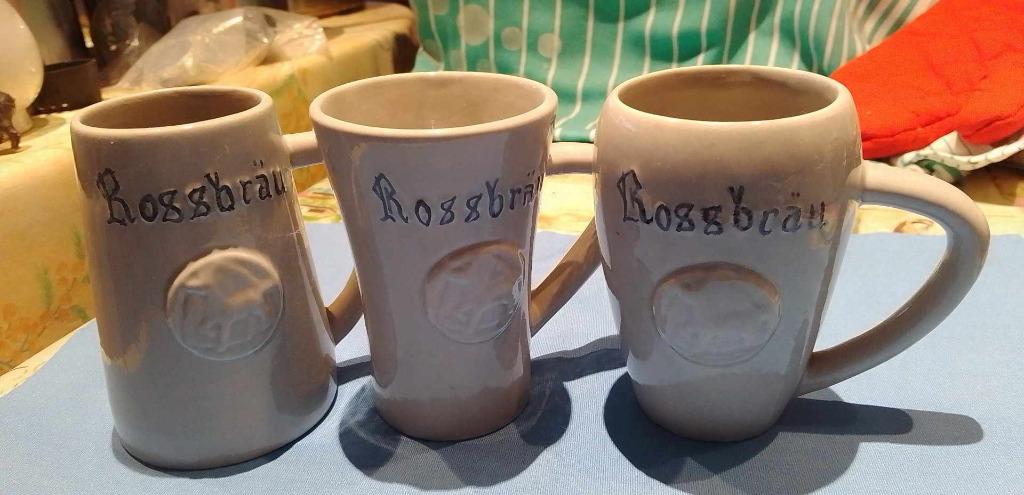 bierpotten pullen Rossbrau grijze tint 3 stuks, Ophalen of Verzenden, Zo goed als nieuw, Pul(len), Overige merken