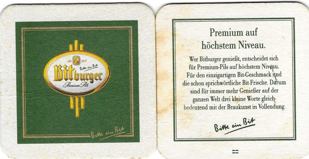 bierviltje 1st Bitburger premium pils, Verzamelen, Verzenden
