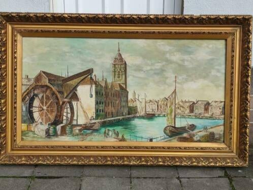grande huile sur toile moulin a l eau signe, Enlèvement
