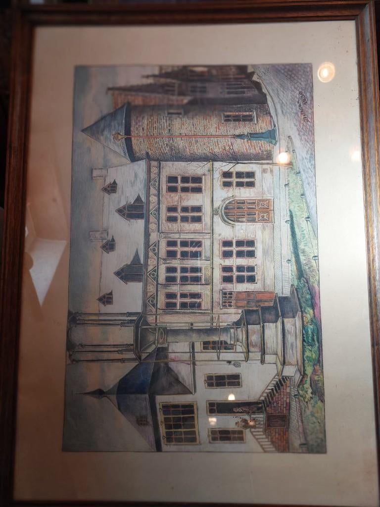 oude aquarel-pentekening Dierckx 1930, Antiquités & Art, Curiosités & Brocante, Enlèvement ou Envoi