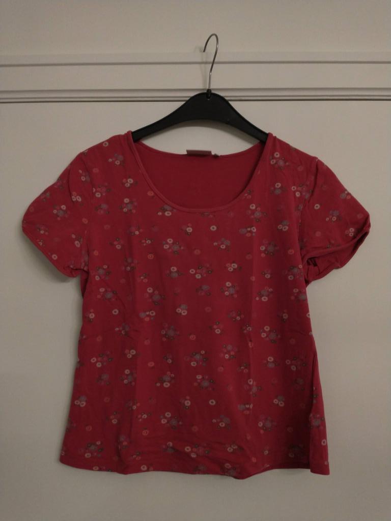 T-shirt kersenrood met bloemen - Jackpot -  T2, Kleding | Dames, Maat 38/40 (M), Jackpot, Ophalen of Verzenden, Korte mouw