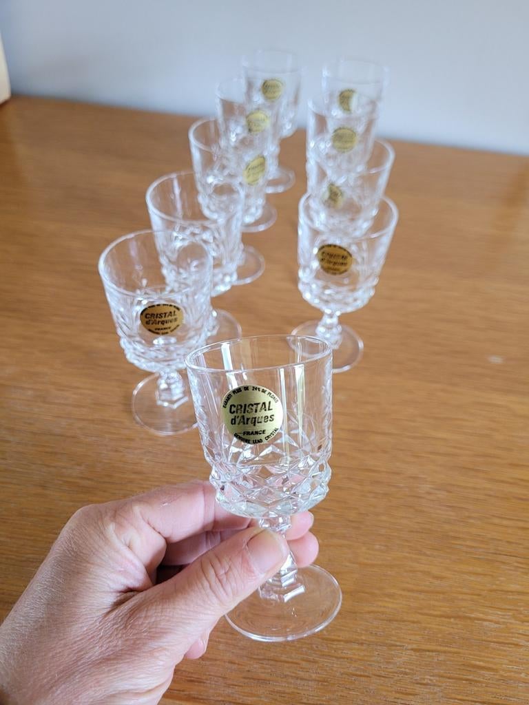10 Cristal d'Arques likeurglazen, Antiek en Kunst, Ophalen