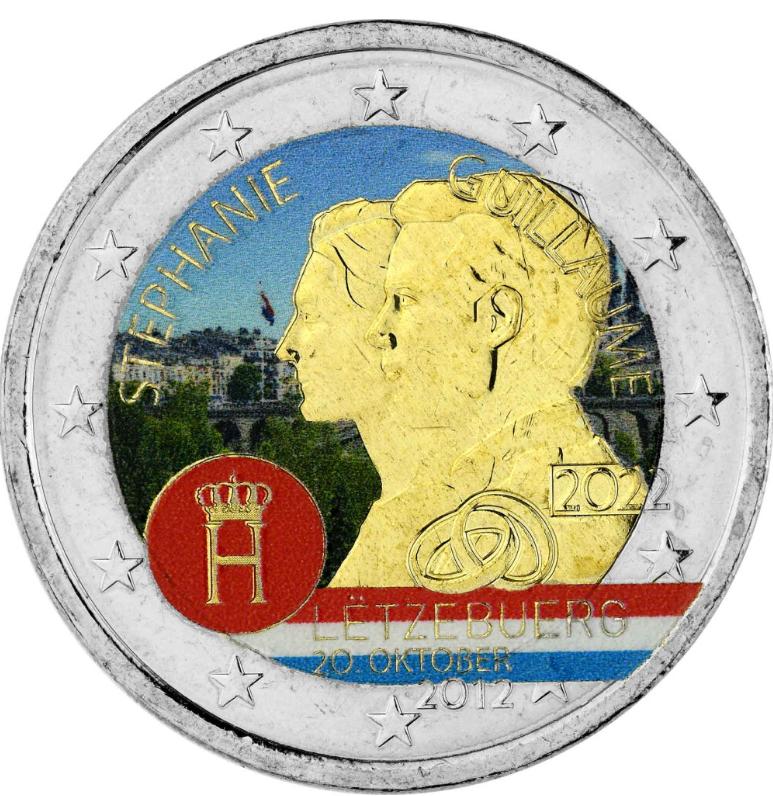 2 euro Luxemburg 2022 Huwelijk gekleurd, Ophalen of Verzenden, Luxemburg, 2 euro