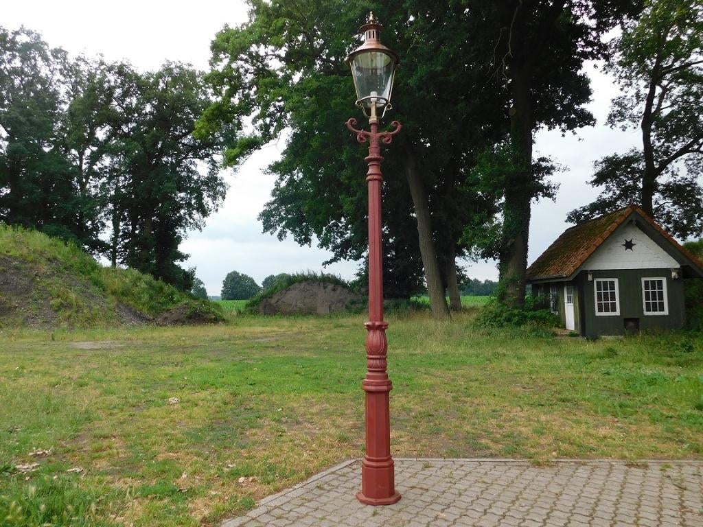 Lantaarnpaal XL met Koperen Kap - 325 cm - Gietijzer  Menie, Antiquités & Art, Antiquités | Éclairage, Enlèvement ou Envoi