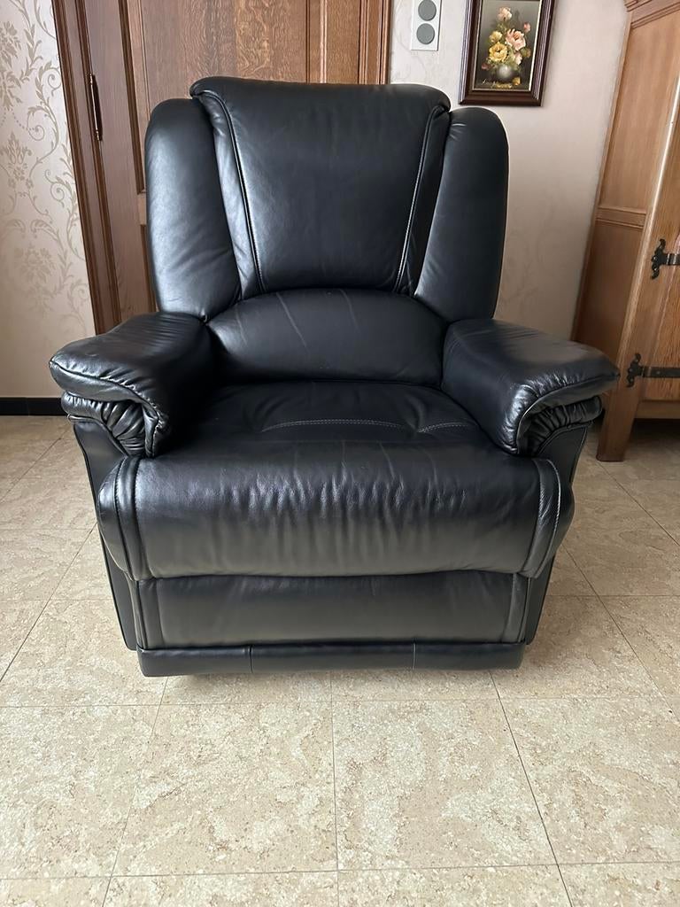 Zwarte eenzit zetel, Moins de 75 cm, Enlèvement, Utilisé, Cuir