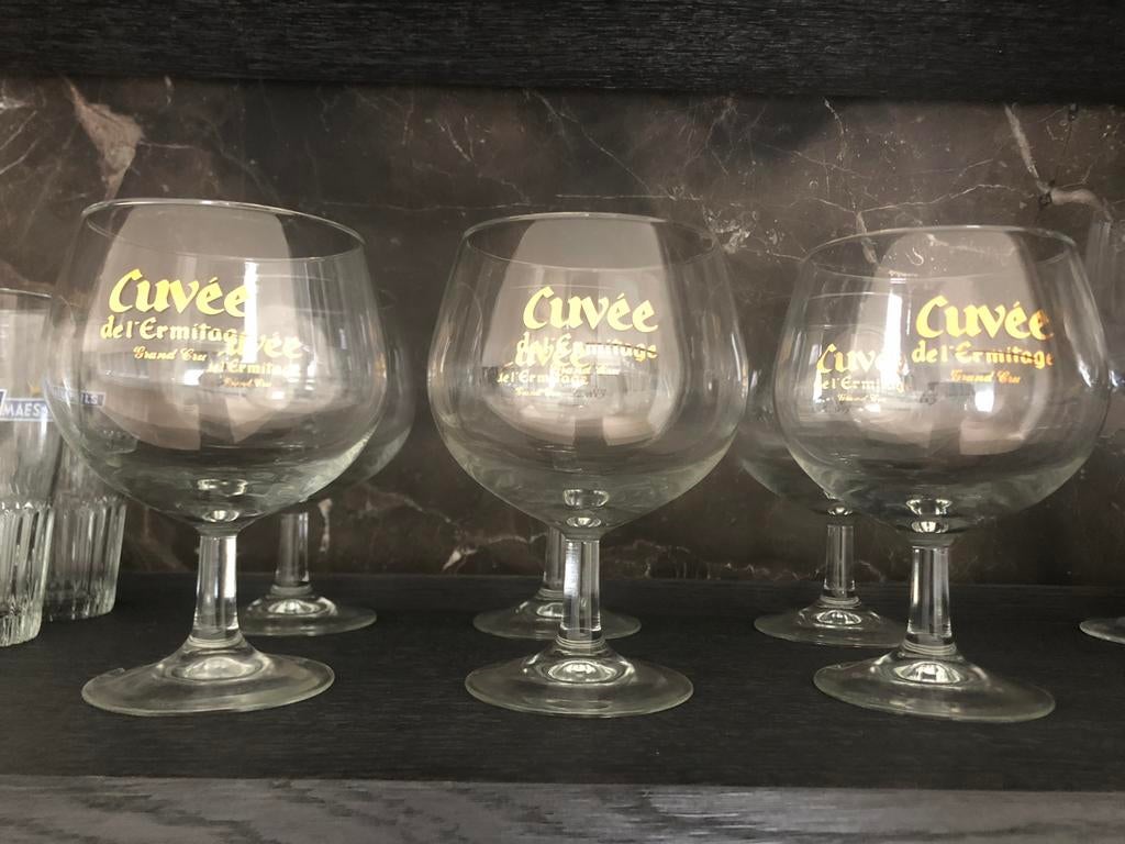 6 speciale Grimbergen glazen, Verzamelen, Biermerken, Ophalen